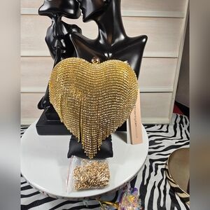 Bloomingdale's exclusive Gold Heart Shaped Clutch